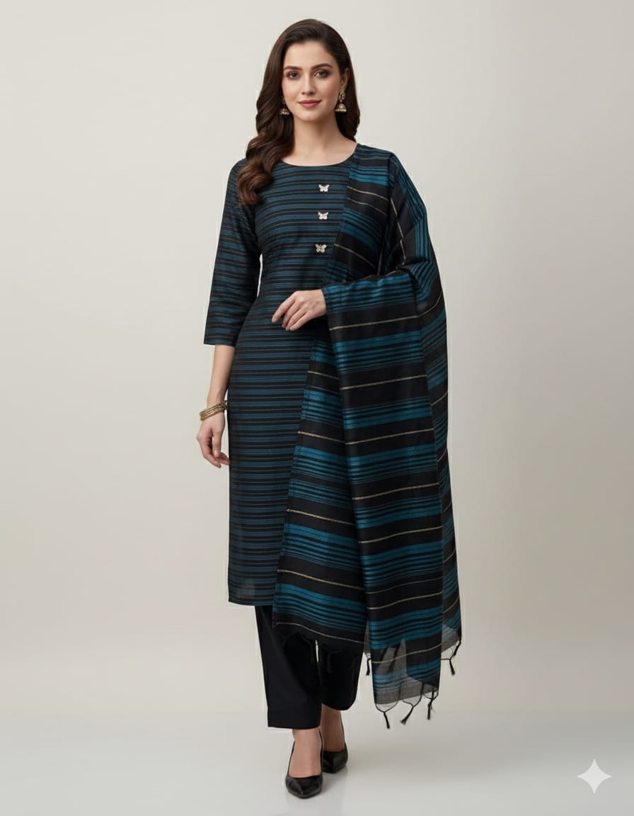 3Pc Multani Susi (Petrol Blue)