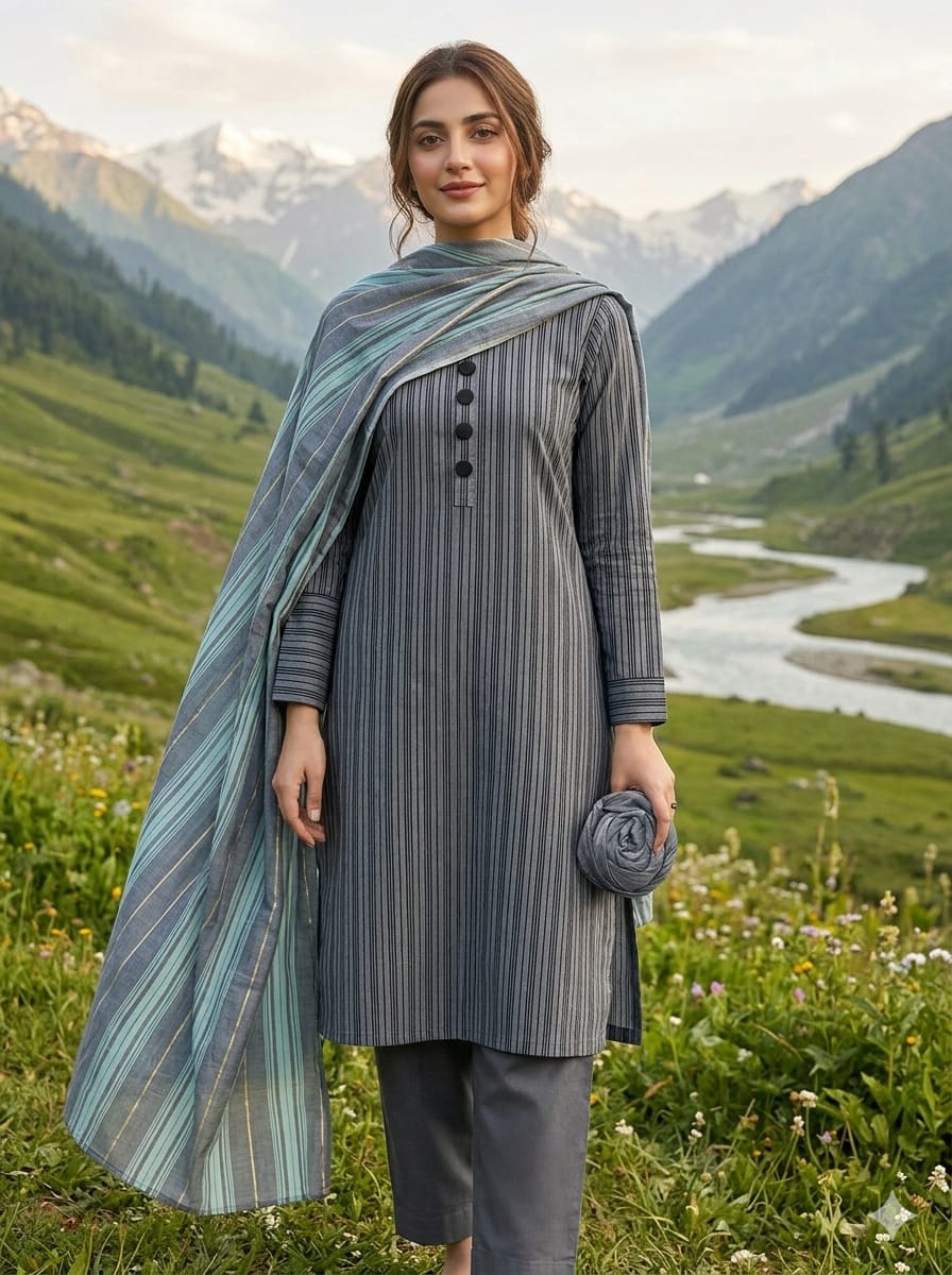 3 PCS Susi khaadi Grey Light Blue